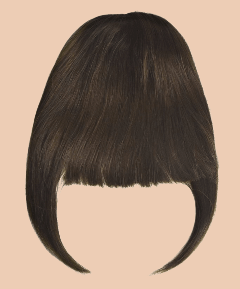 Clip on Human Hair Fringe / Bangs in Medium Dark Brown image cap