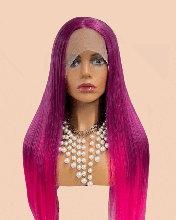 Nancy - Long Purple and Pink Lace Front wig image cap