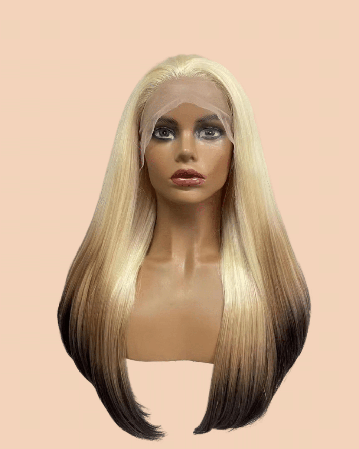 Penelope - Blonde Synthetic Lace Front Wig with Brown and Black Tips image cap